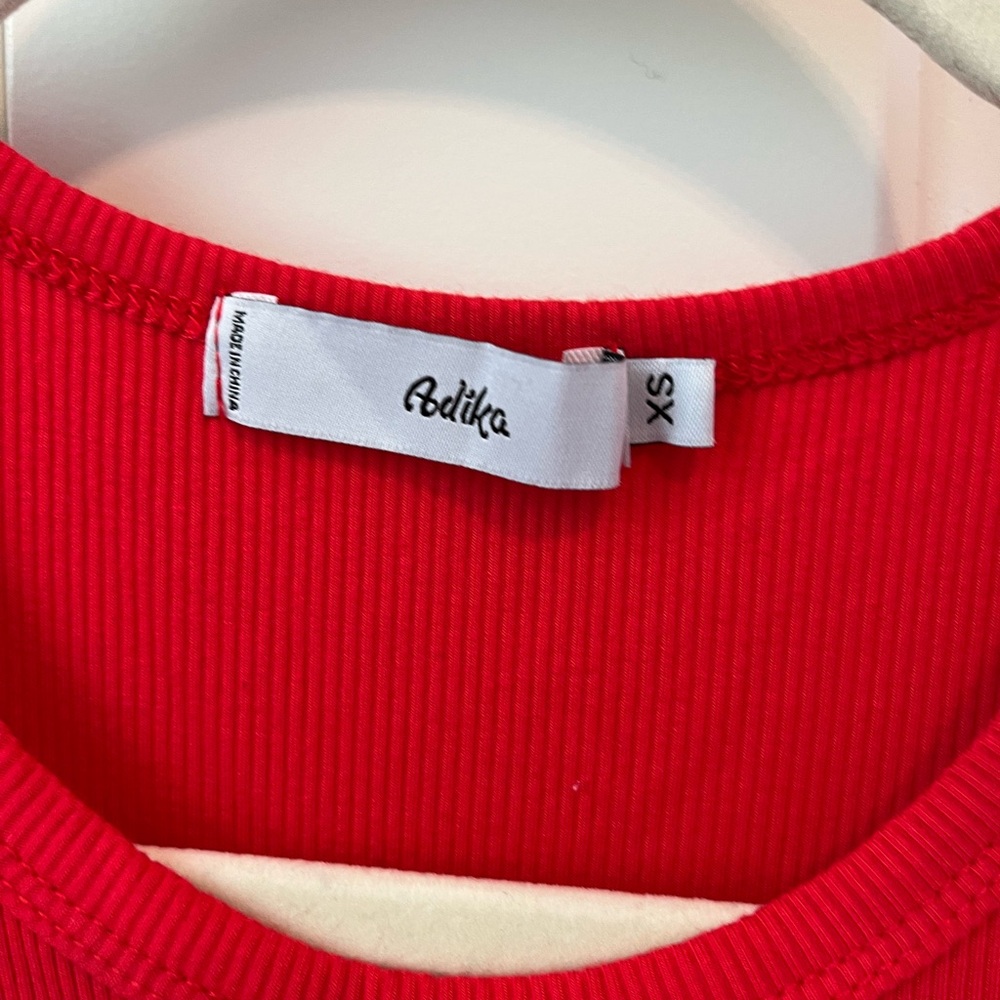 Red Ribbed Mini Dress - Picture 2 of 4